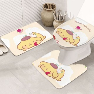 Sanrio PomPomPurin ชุดพรมปูพื้นห้องน้ํา พิมพ์ลาย กันลื่น ซักได้ 3 ชิ้น