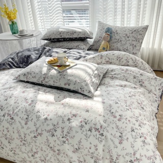 4 IN 1 ชุดเครื่องนอน ผ้าปูที่นอน ผ้าฝ้าย 100% ลายดอกไม้ ระบายอากาศ สําหรับเตียงเดี่ยว ควีนไซซ์ คิงไซซ์