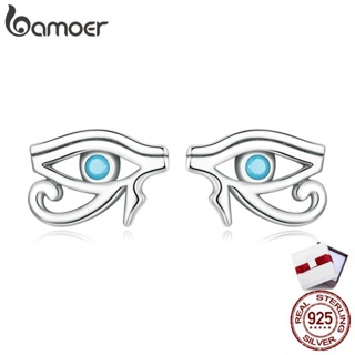 Bamoer ต่างหูกระดุมเงิน S925 รูปดวงตา Horus สําหรับผู้หญิง SCE1491