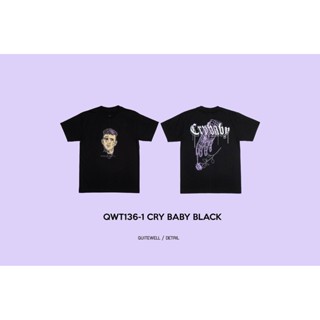 พร้อมส่ง ผ้าฝ้ายบริสุทธิ์ QWT136-1 CRY BABY BLACK T-shirt