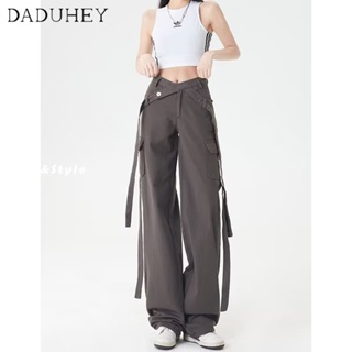 DaDuHey🎈 American Style 2023 New Hiphop Overalls Womens Small Wide-Leg Jeans High Waist Casual Pants Cargo Pants