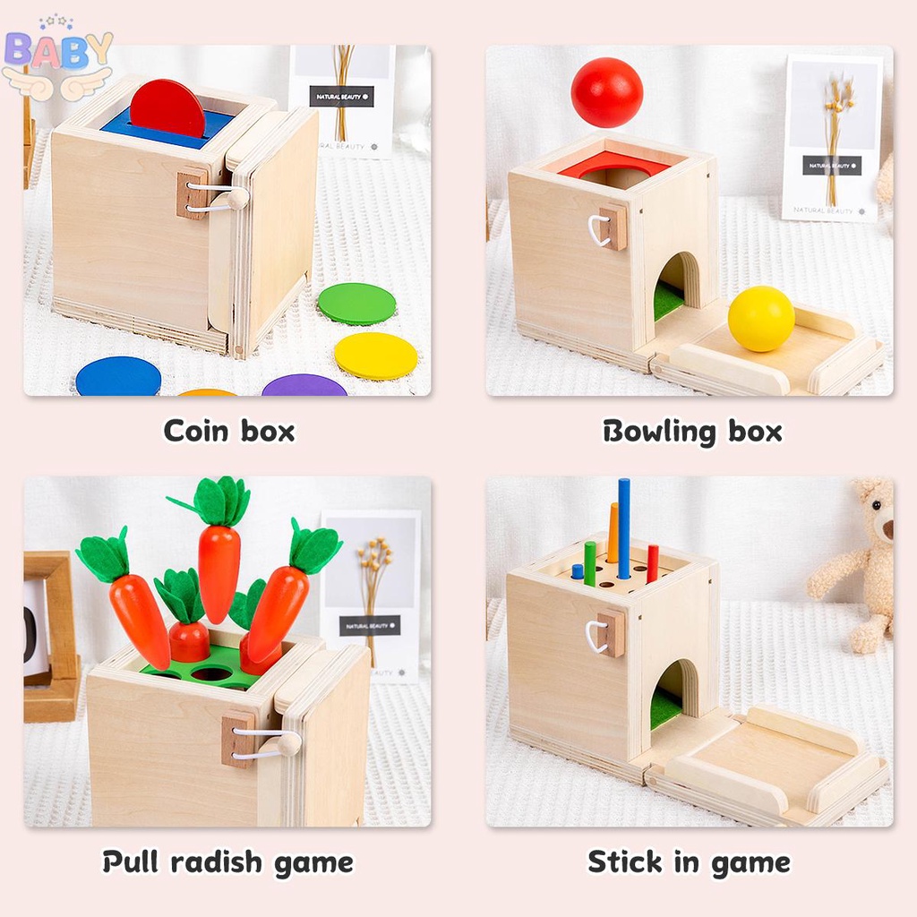 ชุดของเล่นไม้มอนเตสซอรี่-รวมกล่องเหรียญ-แครอท-ไม้ขีดข่วน-และลูกบอลหล่น-เสริมการเรียนรู้เด็กก่อนเรียน-shopcyc7145