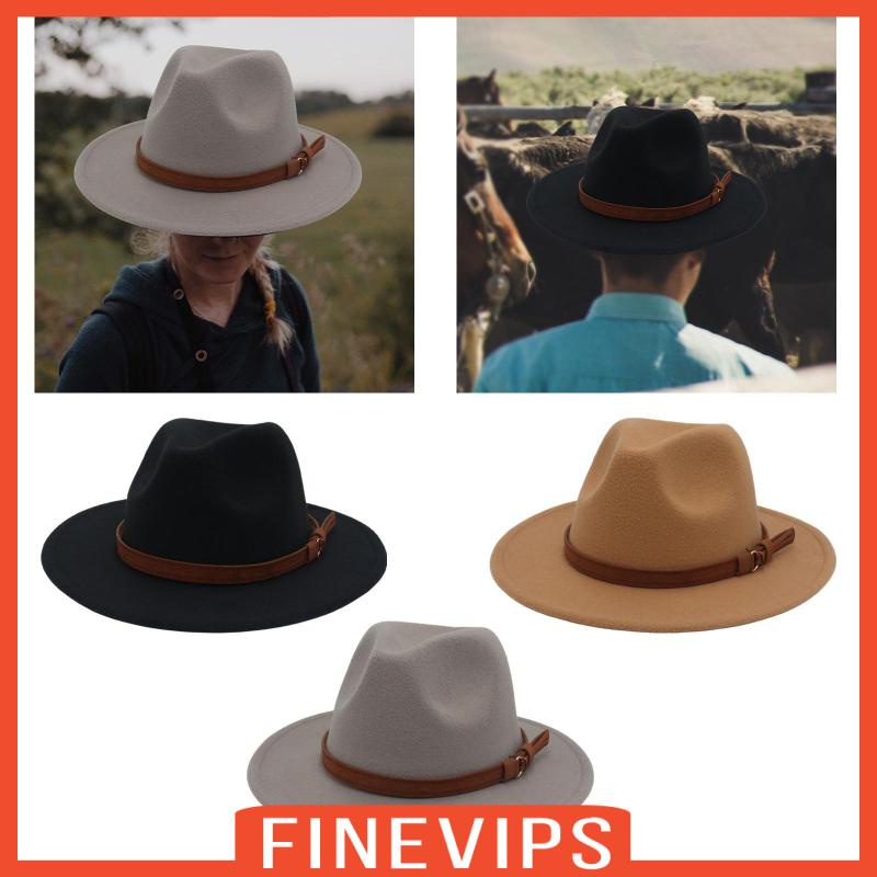 finevips-fedora-หมวกแจ๊ส-หมวกแต่งตัว-ฤดูหนาว-ฤดูใบไม้ร่วง-ย้อนยุค-สําหรับผู้ชาย-ผู้หญิง-อบอุ่น-ตะวันตก-หมวกคาวบอย-หมวกสักหลาด-สําหรับสตรีท-เดินทาง-เครื่องแต่งกาย