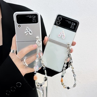 เคสโทรศัพท์มือถือ ลายหัวใจน่ารัก 3D พร้อมสายคล้อง สําหรับ Samsung Galaxy Z Flip4 Z Flip3 Z Flip4 Z Flip3