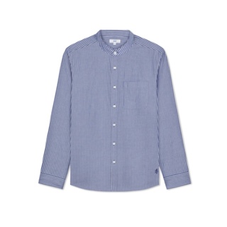 AIIZ (เอ ทู แซด) - เสื้อเชิ้ตผู้ชายแขนยาวคอจีน ผ้าทอลายริ้วtnMens Striped Mandarin Collar Long Sleeve Shirts