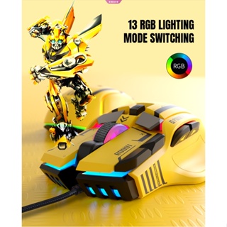 Transformers Bumblebee RGB เมาส์เกมมิ่ง แบบใช้สาย ไร้สาย บลูทูธ สําหรับแล็ปท็อป และคอมพิวเตอร์