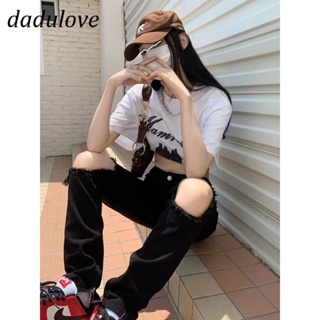 DaDulove💕 New American Ins Street Ripped Jeans WOMENS Niche High Waist Straight Pants Large Size Trousers