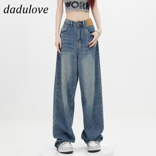 DaDulove💕 New Korean Version of INS Retro Washed Jeans Niche High Waist Wide Leg Pants Large Size Trousers
