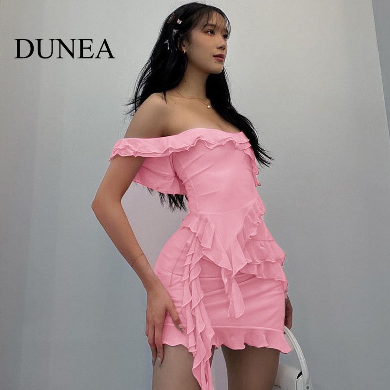 dunea-ชุดกระโปรง-บอดี้คอน-คอยู-แนวเซ็กซี่-สําหรับผู้หญิง-2-ชิ้น