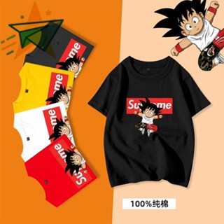 เสื้อยืดแขนสั้น แบบบาง ทรงหลวม ลายการ์ตูน Dragon Ball แฟชั่นฤดูร้อน สไตล์เกาหลี สําหรับเด็กผู้ชาย