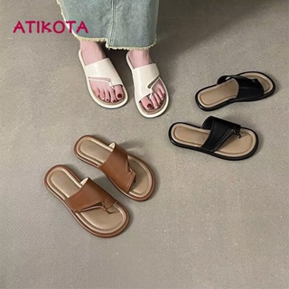 Atikota รองเท้าแตะลําลอง พื้นนิ่ม สวมใส่สบาย เหมาะกับเดินชายหาด แฟชั่นสําหรับสตรี