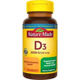 Nature Made Vitamin D3 2000 IU (50 mcg) 100 Tablets, 100 Day Supply