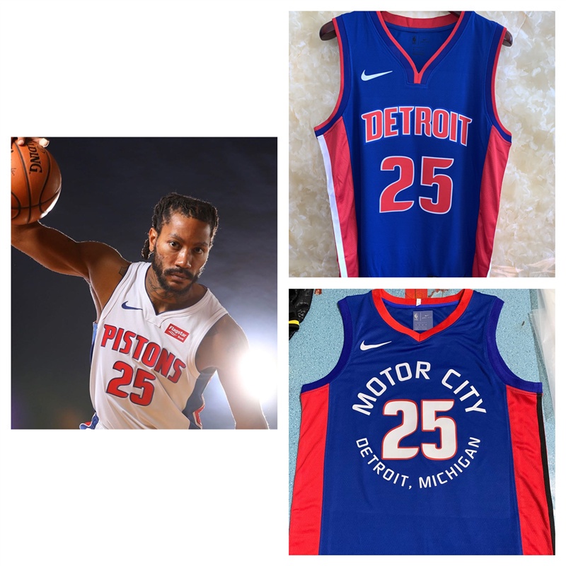 detroit-pistons-25-derrick-rose-เสื้อสเวตเตอร์ของเสื้อบาสเก็ตบอล-nba-jersey