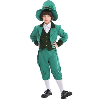 4PCS KID Boys Boys Halloween Carnival Actume Irish Leprechaun St Patricks Ireland Day ชุดแต่งกายชุดเครื่องแต่งกายชุดเครื่องแต่งกายคอสเพลย์