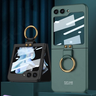 Gkk เคสโทรศัพท์มือถือ PC แบบแข็ง ป้องกัน ปิดด้านหลัง พร้อมแหวนขาตั้ง สําหรับ Samsung Galaxy Z Flip 5 5G Z Flip5