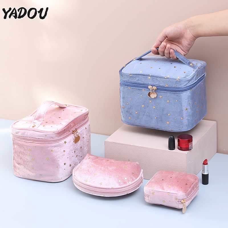 yadou-กระเป๋าเก็บเครื่องสำอางผ้ากำมะหยี่สไตล์อินสไตล์ใหม่กระเป๋าใส่เครื่องสำอางพกพาความจุสูงสไตล์นอร์ดิก