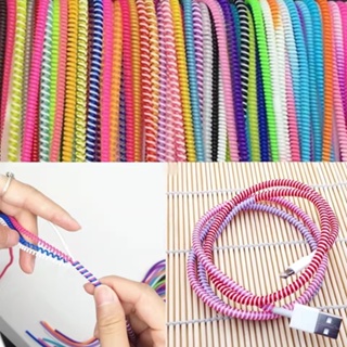 Ready Cable 140cm/55inches Candy Color Spiral Earphone Cord Protector Charging Cable Protector Charger Cord Protective