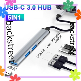 Backstreet ฮับ USB C 3.0 5 in 1 ถ่ายโอนข้อมูล PD ความเร็วสูง ชาร์จเร็ว สําหรับแล็ปท็อป พีซี แท็บเล็ต