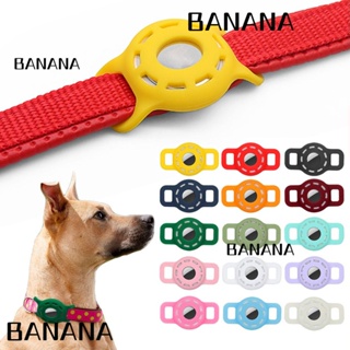 BANANA Useful Air Tag Holder Silicone Pets Anti-lost Locator Sleeve Airtag Protective Case New Hollow For Apple Badges Airtags Dog Cat Collar GPS Finder Tracker Protector Cover/Multicolor