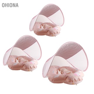 OHIONA เด็กว่ายน้ำวงกลมม้าน้อยสีชมพูพองม่านบังแดดสระว่ายน้ำลอยสำหรับเด็ก
