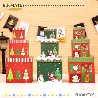 Eutus กล่องของขวัญคริสต์มาส ทรงสี่เหลี่ยม สําหรับตกแต่งหน้าต่าง 3 ชิ้น