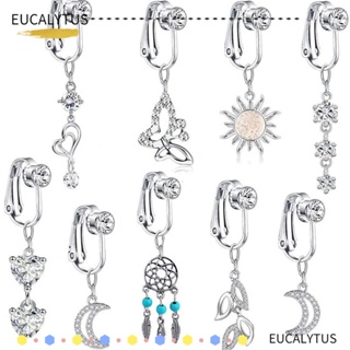 ✿EUTUS✿ Star Heart Fake Belly Rings Earring Clip Body Jewelry Belly Button Rings Clip On Umbilical Navel Rings Cartilage Clip Faux Piercing Zircon Navel Clip on