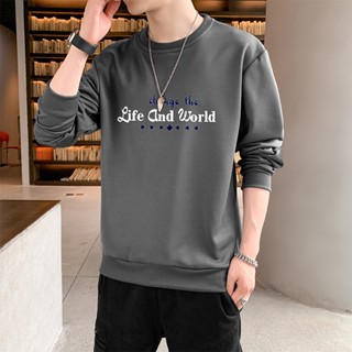 ใหม่ เสื้อกันหนาว คอกลม แขนยาว ลําลอง ขนาดใหญ่ เข้ากับทุกการแต่งกาย สําหรับผู้ชาย [100 กก.]