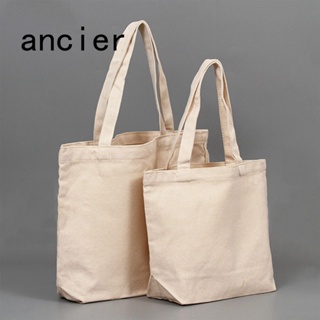 Ancier กระเป๋าถือ กระเป๋าช้อปปิ้ง ผ้าแคนวาส ขนาดใหญ่ เป็นมิตรกับสิ่งแวดล้อม ใช้ซ้ําได้ สําหรับผู้หญิง