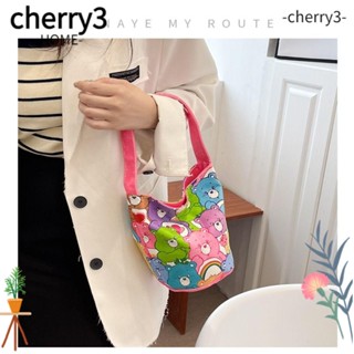 Cherry3 กระเป๋าถือ ผ้าแคนวาส ทรงบักเก็ต พิมพ์ลายหมีน่ารัก น้ําหนักเบา สําหรับผู้หญิง