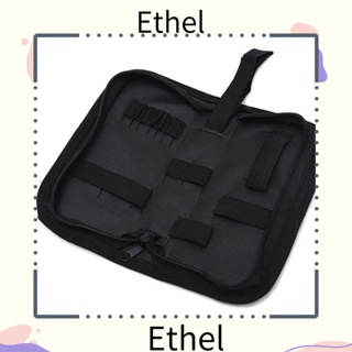 Ethel1 กระเป๋าผ้าใบ มีซิป ขนาดเล็ก สําหรับใส่เครื่องมือช่างตัดผม ไขควง สีดํา