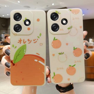 Tecno Spark10 Spark 10C เคสโทรศัพท์ซิลิโคน TPU แบบนิ่ม ลายส้ม สีขาว สไตล์มินิมอล Spark 10 NFC