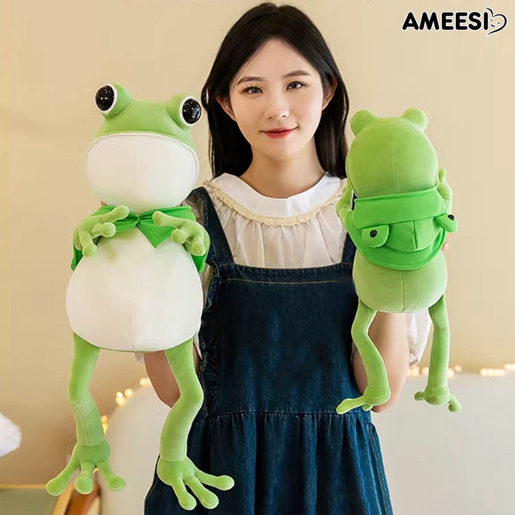 หมอนตุ๊กตานุ่ม-รูปการ์ตูนกบ-ameesi-ตาโตน่ารัก-ขายาว-สีเขียว-ของขวัญวันเกิด-สําหรับเด็กผู้หญิง