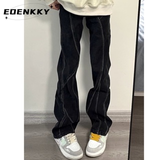 EOENKKY กางเกงขายาว กางเกงยีสน์ผู้หญิง ทรงหลวม ๆ ตรง Retro Hip Hop Pants 2023 NEW Style  Unique High quality คุณภาพสูง fashion A97L0W4 36Z230909
