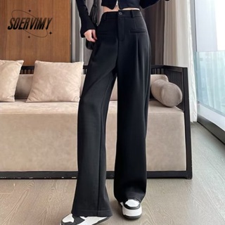 SOERVIMY  กางเกงขายาว กางเกงเอวสูง สไตล์เกาหลี แฟชั่น 2023 NEW  รุ่นใหม่ fashion สวย Unique A90M09X 36Z230909