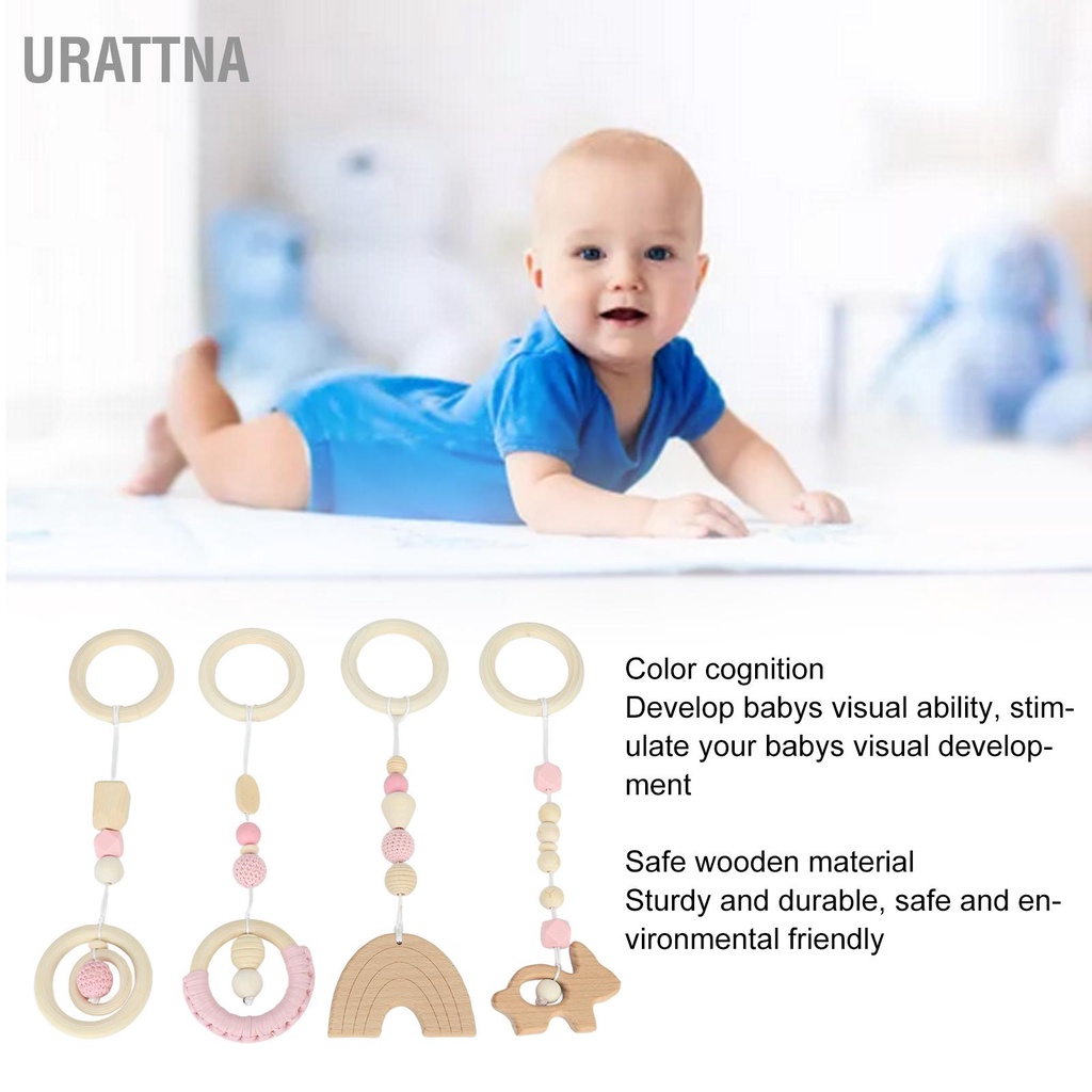 urattna-4pcs-stroller-pendant-toys-baby-play-gym-wooden-hanging-for-toddlers-infants