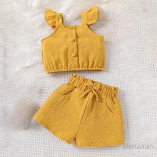 Babygarden-6-24 เดือน ชุดเสื้อแขนกุด และกางเกงขาสั้น สีเหลือง แฟชั่นฤดูร้อน สําหรับเด็กผู้หญิง