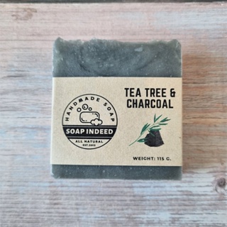 Tea Tree & Charcoal Natural Handmade Soap สบู่ธรรมชาติถ่านไม้ไผ่กลิ่นทีทรีออย