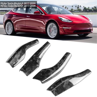 ALASKAR สวิตช์ไฟหน้า Trim Paddle Shifter Forged Carbon Fiber Decor Fit สำหรับ Tesla รุ่น 3 Y 17-20