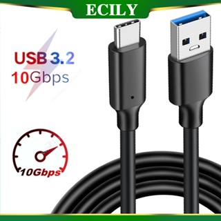 Ecily สายเคเบิลฮาร์ดดิสก์ USB3.2 10Gbps USB Type A เป็น USB C 3.1 3.2 Gen2 3A 60W QC 3.0 ชาร์จเร็ว