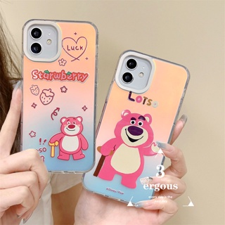 เคสโทรศัพท์มือถือแบบนิ่ม กันกระแทก ลายเลเซอร์ออโรร่า หมี Lotso น่ารัก ไล่โทนสี สําหรับ IPhone 14 13 12 11 Pro Max SE2020 X XR Xs Max 7 8 Plus