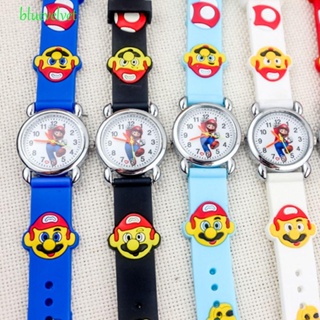Bluevelvet นาฬิกาข้อมืออิเล็กทรอนิกส์ สายซิลิโคน ลายการ์ตูนอนิเมะ Super Mario 3D ของขวัญวันเกิด สําหรับเด็กผู้หญิง นักเรียน