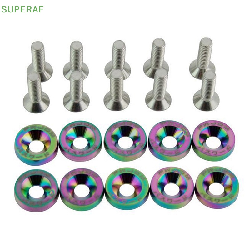 superaf-m6-ขายดี-สกรูอลูมิเนียม-หกเหลี่ยม-สําหรับแหวนรองเครื่องยนต์-jdm-10-ชิ้น-ต่อแพ็ค