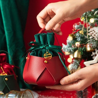 Alisondz คริสต์มาส ของขวัญ ถุงพร็อพ ปาร์ตี้ คริสต์มาส ตกแต่ง พร้อมที่จับ PU กระเป๋าถือ ของขวัญสําหรับเด็ก กระเป๋าของขวัญเด็ก