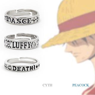 Coolsy แหวนเงินสเตอร์ลิง 925 ลายการ์ตูนอนิเมะ One Piece Limited Luffy Death Hat Trafalgar Law Portgas D Ace ของขวัญคอสเพลย์