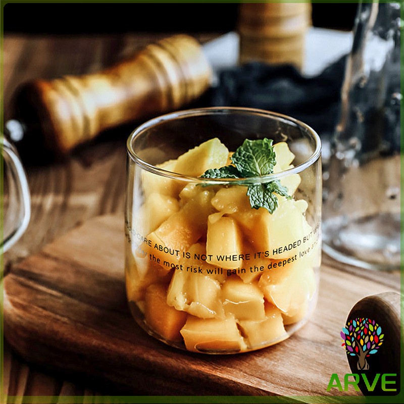 arve-ถ้วยแก้วสไตล์เกาหลี-ถ้วยชาผลไม้-เครื่องดื่มเย็น-ๆ-สกรีนตัวหนังสืดำ-glasses