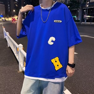 เสื้อยืดแขนสั้นลําลอง ทรงหลวม ขนาดใหญ่ แฟชั่นฤดูร้อน สไตล์อเมริกัน สําหรับผู้ชาย