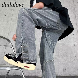 DaDulove💕 New American Ins High Street Letter Jeans Niche High Waist Loose Wide Leg Pants Large Size Trousers