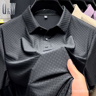 เสื้อยืดแขนสั้นลําลอง คอปกวาฟเฟิล ทรงหลวม ระดับไฮเอนด์ หรูหรา แฟชั่นฤดูร้อน สําหรับผู้ชายวัยกลางคน