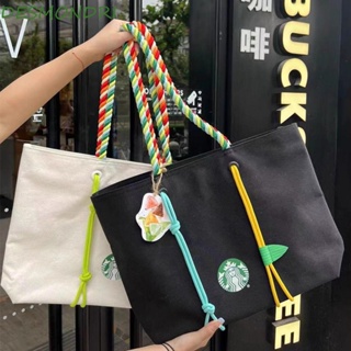 Desmondri Starbucks กระเป๋าสะพายไหล่ กระเป๋าถือ ผ้าแคนวาส ขนาดใหญ่ จุของได้เยอะ เหมาะกับการพกพาชอปปิ้ง สําหรับผู้ชาย