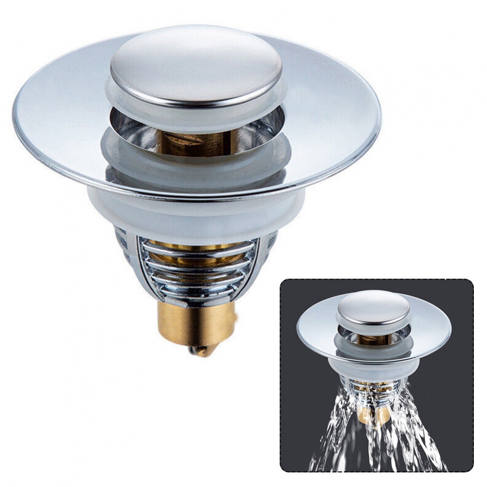 sink-plug-airtight-bounce-core-brass-copper-hair-catcher-pop-up-silver-stopper